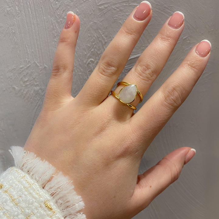 Moonstone Gold Sphere Ring
