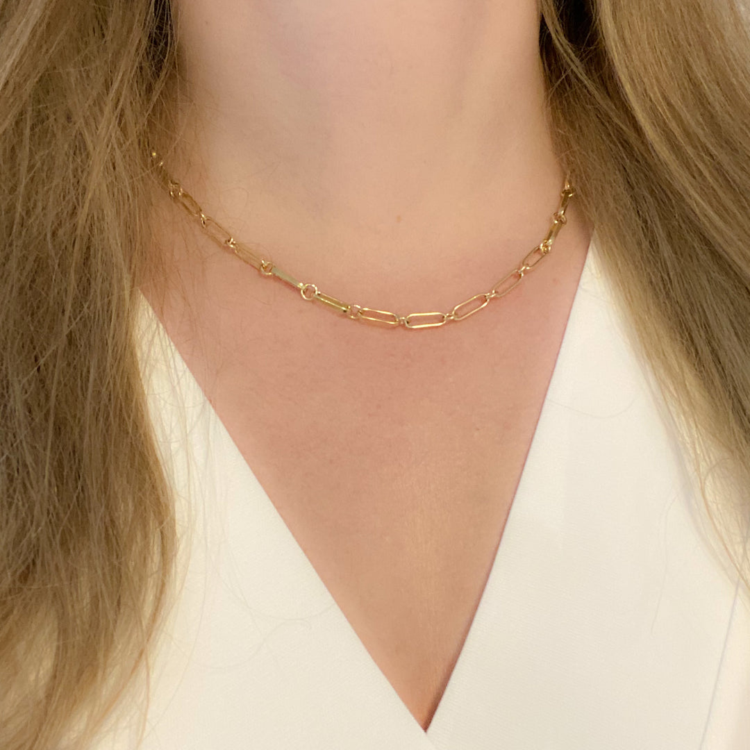 Cannes 9ct Gold Square Link Necklace