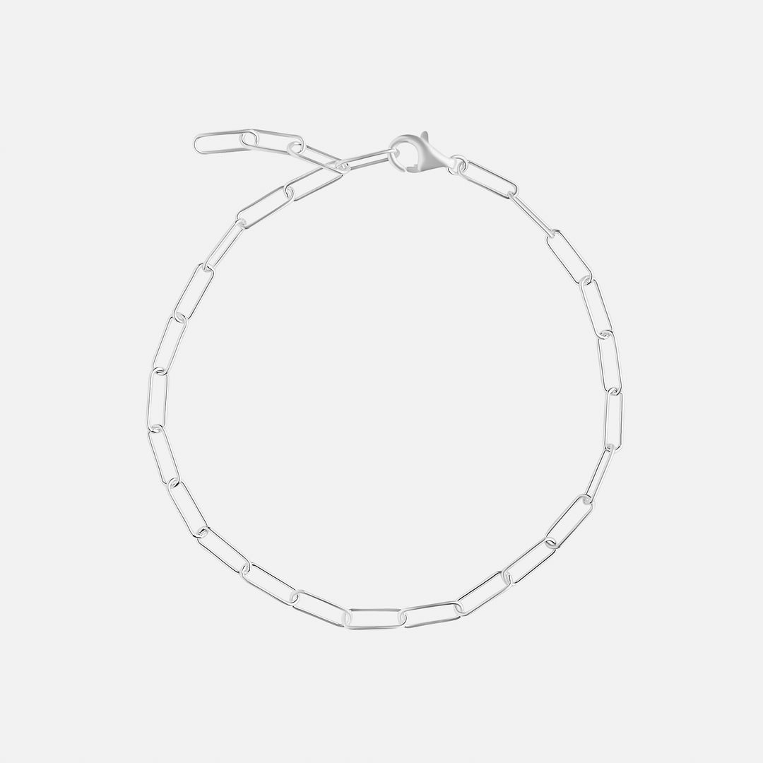 Charm Sterling Silver Square Link Chain Bracelets - 25 Charm Options