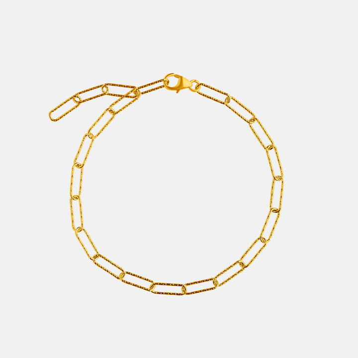 Edie Square Link Chain Bracelet - Textured Gold