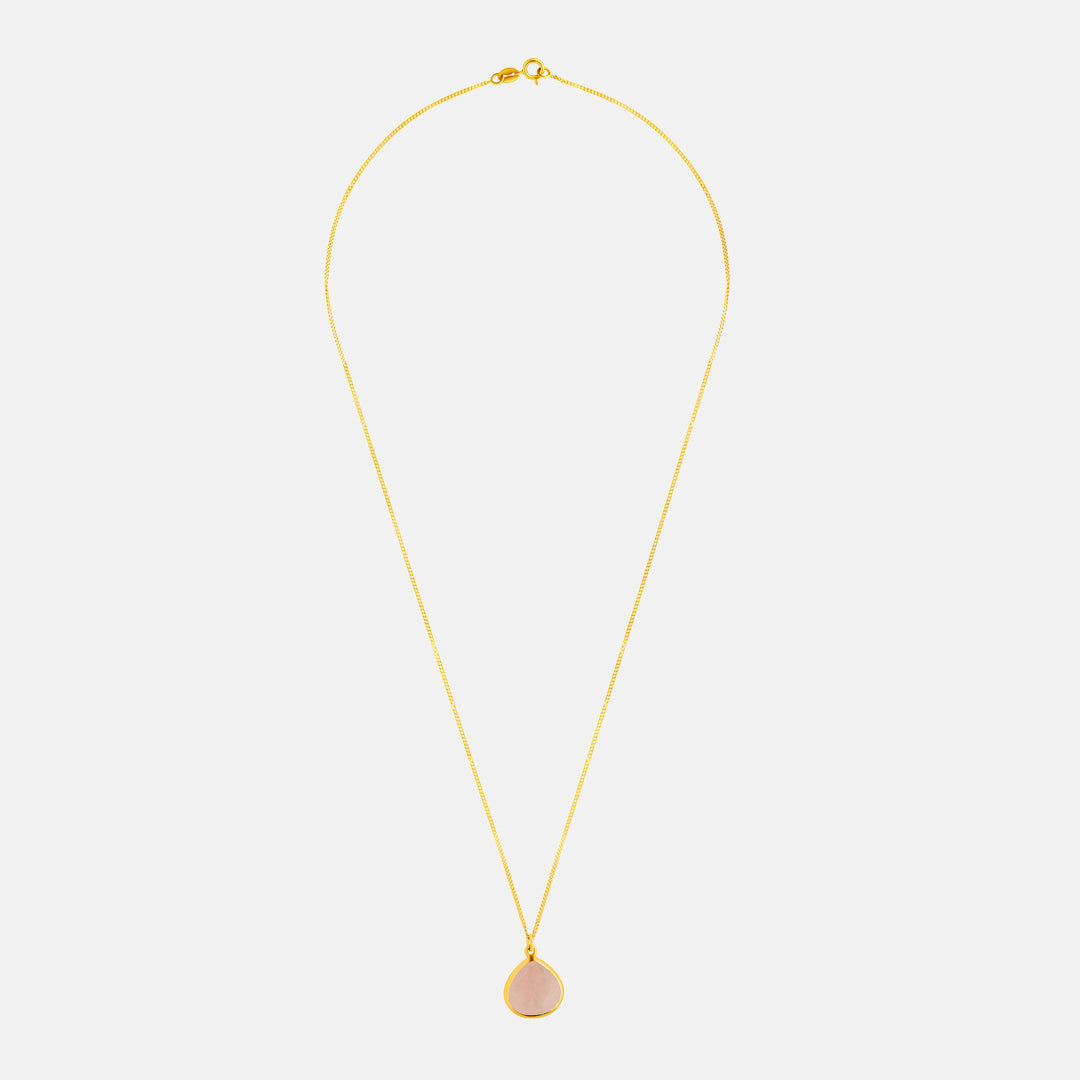 Kate Rose Quartz Pendant 9ct Gold Necklace