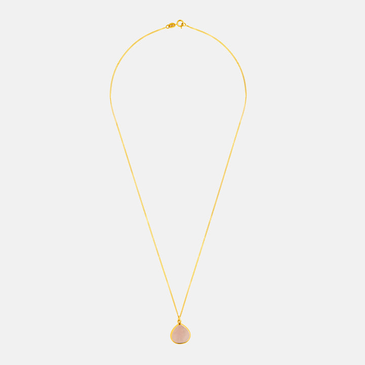 Kate Rose Quartz Pendant 9ct Gold Necklace