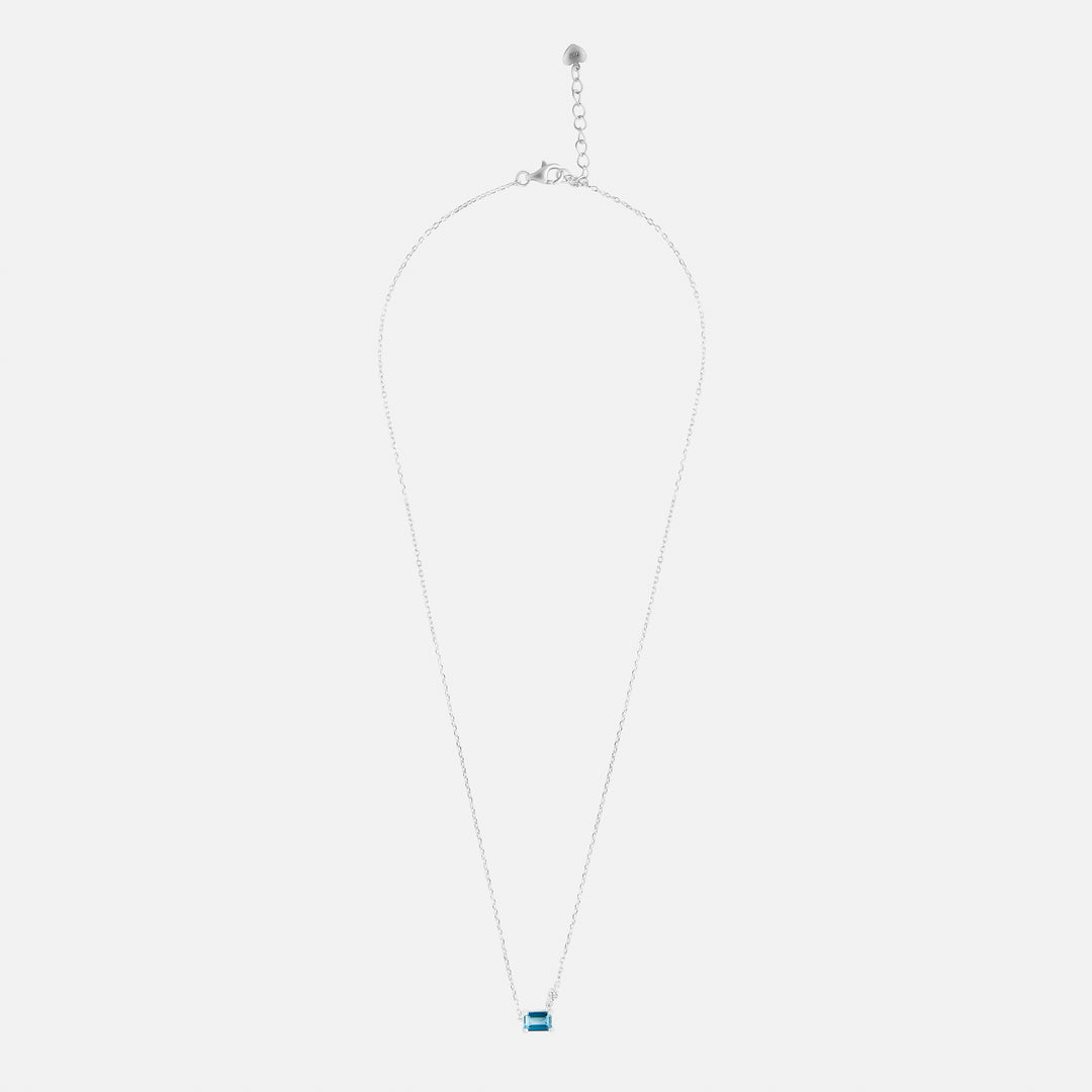 Square Aquamarine Sterling Silver Necklace