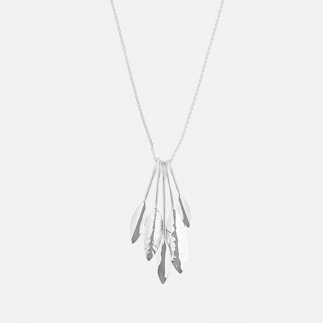 Textured Spears Sterling Silver Necklace