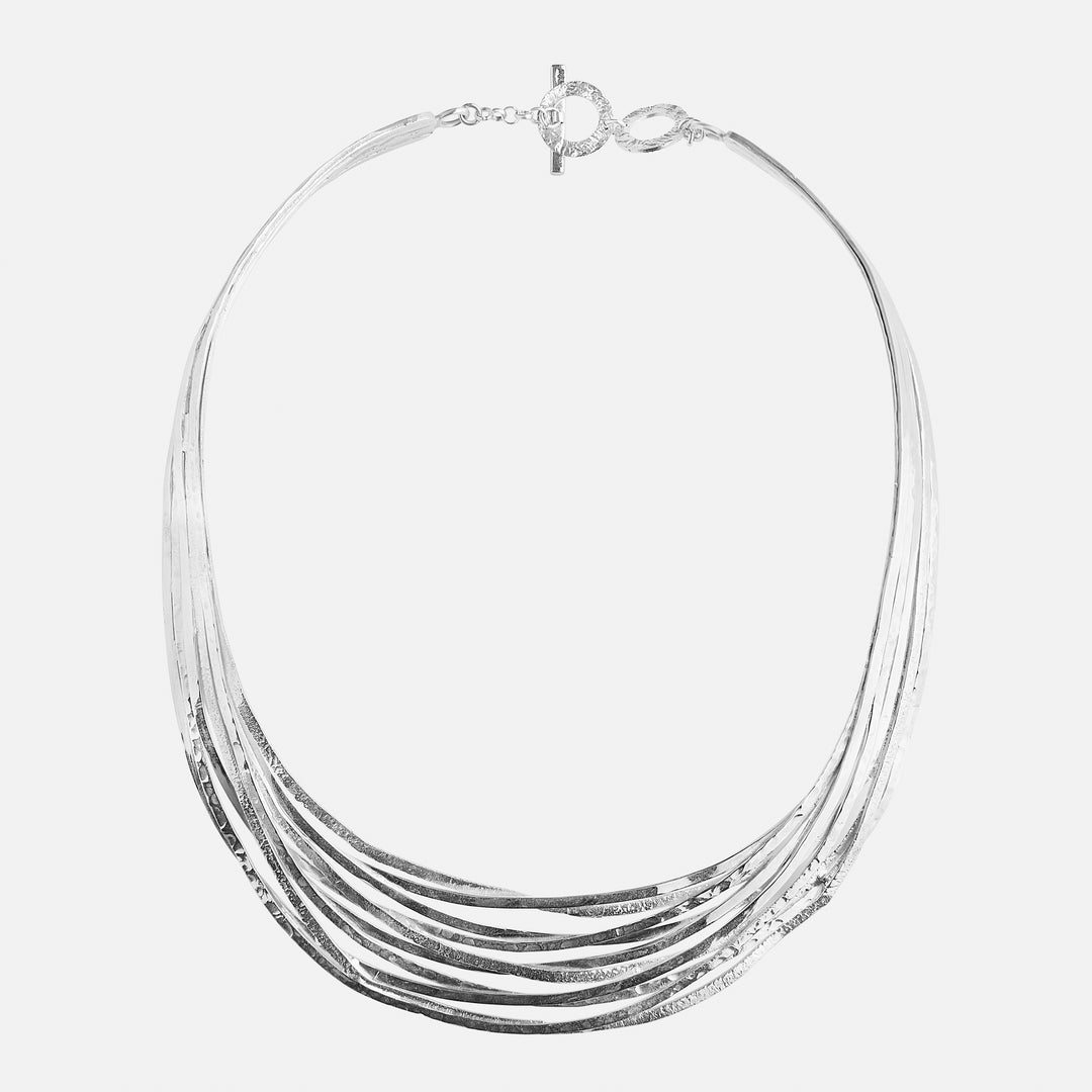 Layered Sterling Silver Statement Collar Necklace