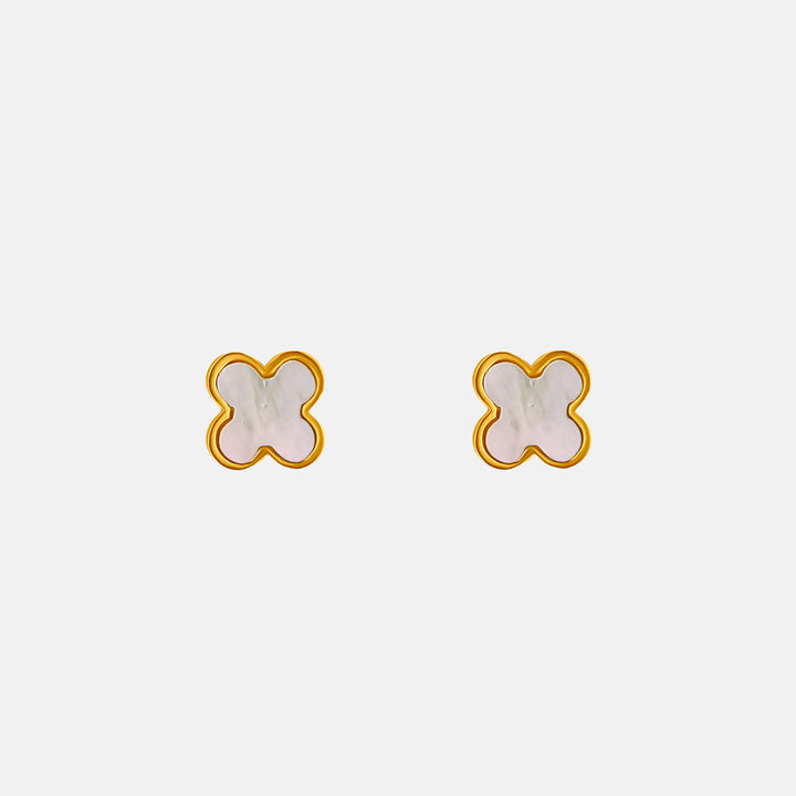 Lani Mother of Pearl Stud Earrings - Steel | Gold Steel