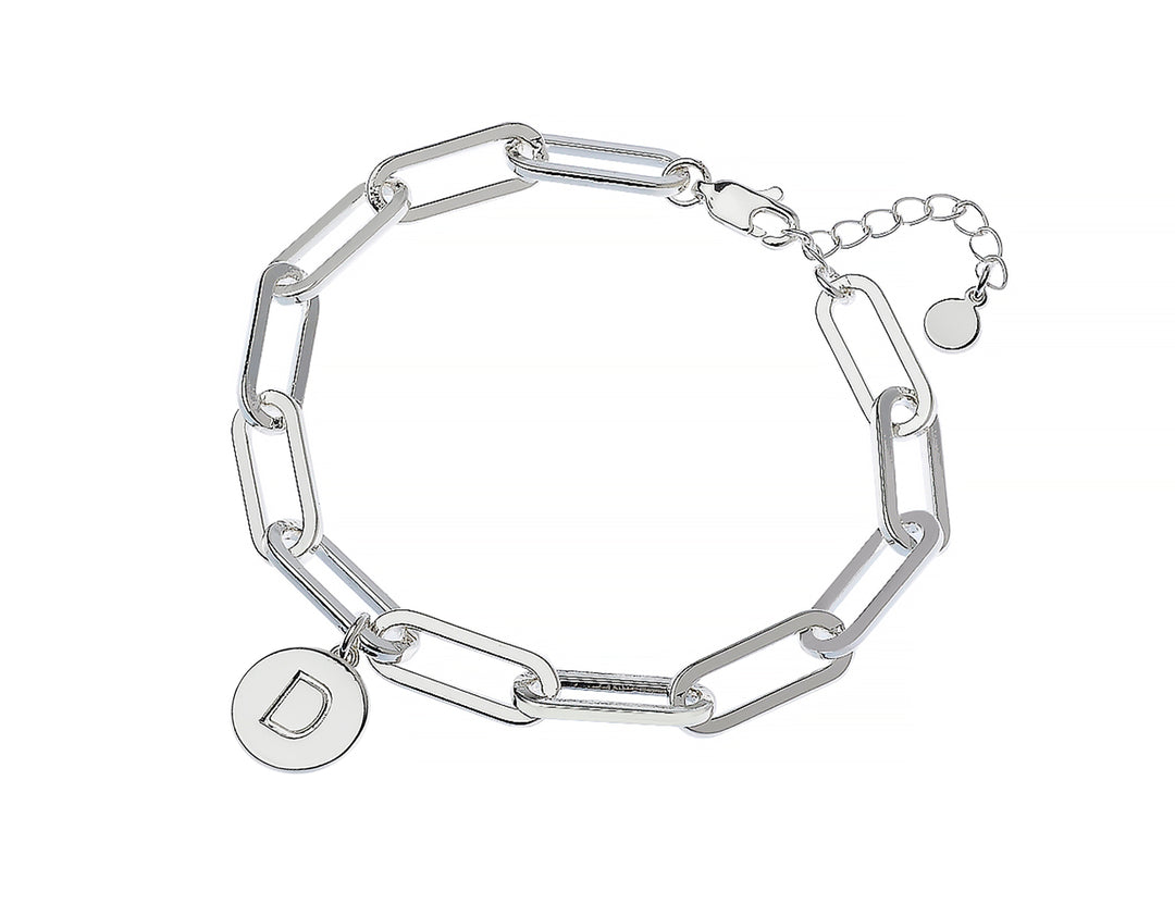 Initial Charm Square Link Bracelets - Silver | Gold
