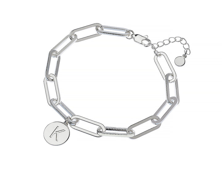 Initial Charm Square Link Bracelets - Silver | Gold