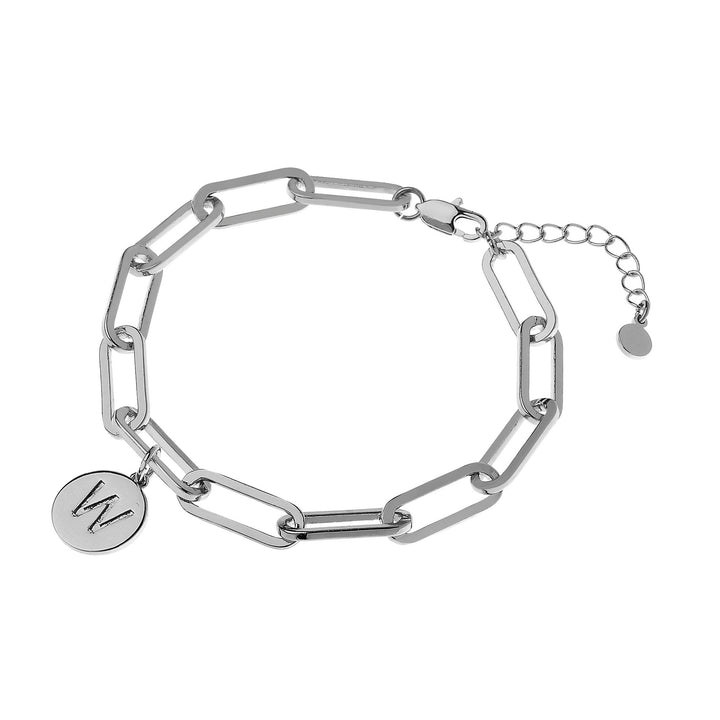 Initial Charm Square Link Bracelets - Silver | Gold